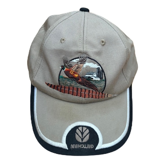 Vintage K Products Pheasant Bird New Holland Tan Hat Adjustable Embroidered - Picture 1 of 5